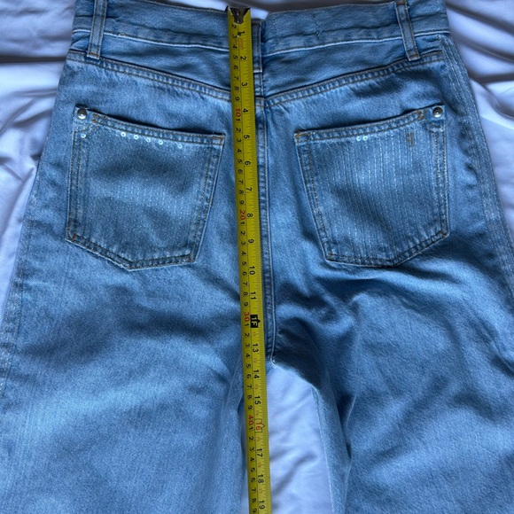 Pilcro Sequin Skater High-Rise Wide-Leg Jeans Size 28 In Light Denim Color - Picture 11 of 16
